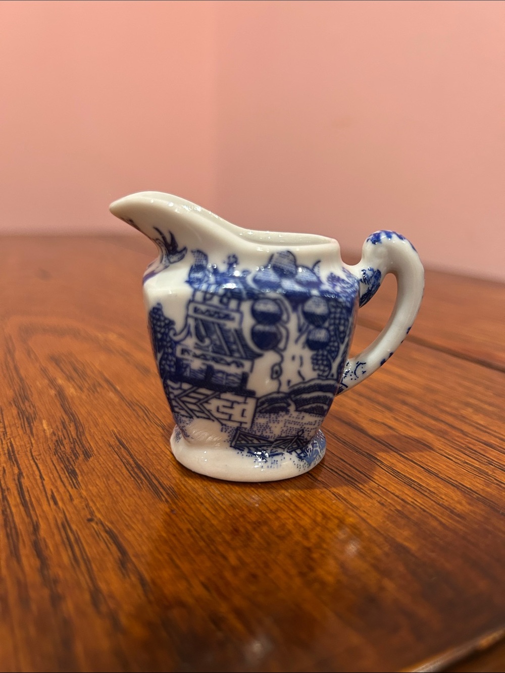 Blue and White Porcelain Mini Creamer - Classic Willow Pattern